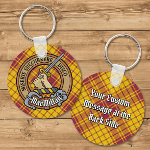 Clan MacMillan Crest over jurk Tartan Sleutelhanger