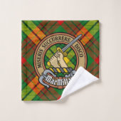 Clan MacMillan Crest over Tartan Bad Handdoek (Wasdoekje)