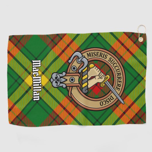Clan MacMillan Crest over Tartan Golfhanddoek (Horizontaal)