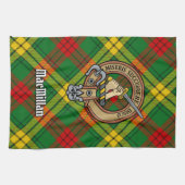 Clan MacMillan Crest over Tartan Theedoek (Horizontaal)