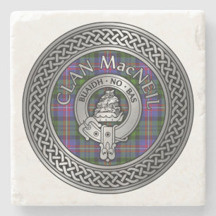 Clan MacNeil Crest & Tartan Knot Stenen Onderzetter