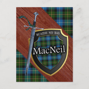 Clan MacNeil Tartan Sword & Shield Briefkaart