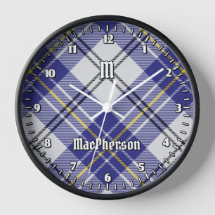 Clan MacPherson Blauw Jurk Tartan Grote Klok