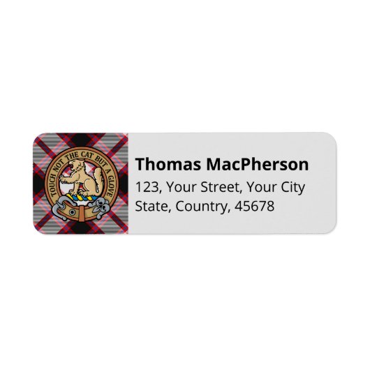 Clan MacPherson Chasse Tartan Étiquette (Devant)