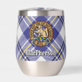 Clan MacPherson Crest over blauwe jurk Tartan (Voorkant)