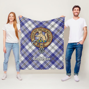 Clan MacPherson Crest over blauwe jurk Tartan Fleece Deken