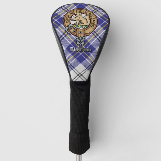 Clan MacPherson Crest over blauwe jurk Tartan Golfheadcover (Voorkant)