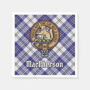 Clan MacPherson Crest over blauwe jurk Tartan Servet