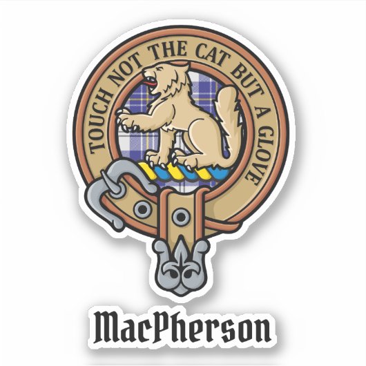 Clan MacPherson Crest over blauwe jurk Tartan Sticker (Voorkant)