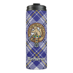 Clan MacPherson Crest over blauwe jurk Tartan Thermosbeker