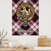 Clan MacPherson Crest over de jacht op Tartan Poster (Keuken)