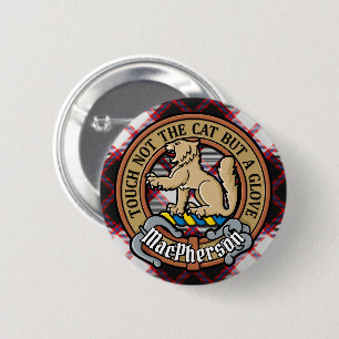 Clan MacPherson Crest over de jacht op Tartan Ronde Button 5,7 Cm