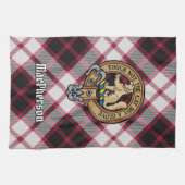 Clan MacPherson Crest over de jacht op Tartan Theedoek (Horizontaal)