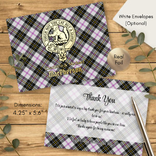 Clan MacPherson Crest over Dress Tartan Folie Uitnodiging Briefkaart