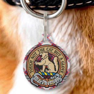 Clan MacPherson Crest over jacht-tartan Huisdierpenning