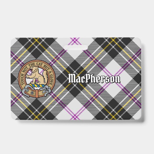 Clan MacPherson Crest over Jurk Tartan Badge (Voorzijde)