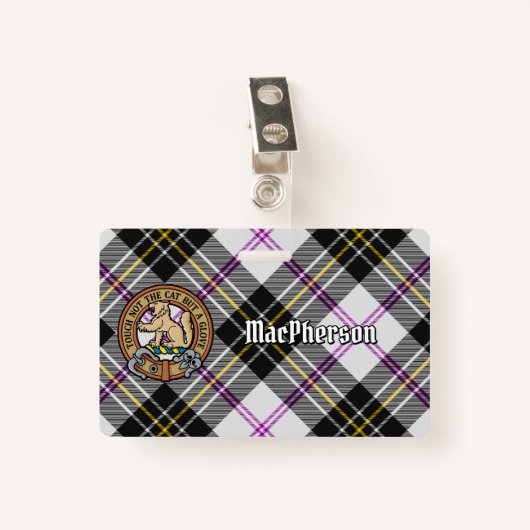 Clan MacPherson Crest over Jurk Tartan Badge (Voorkant met clip)