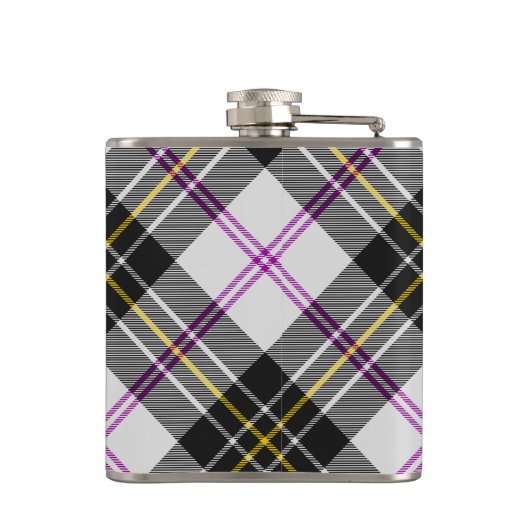 Clan MacPherson Crest over Jurk Tartan Heupfles (Achterkant)