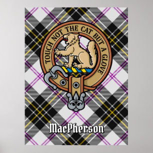 Clan MacPherson Crest over Jurk Tartan Poster