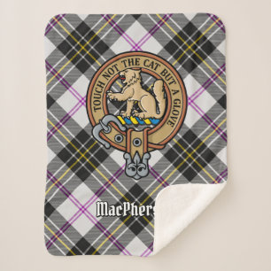 Clan MacPherson Crest over Jurk Tartan Sherpa Deken