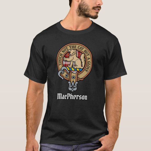 Clan MacPherson Crest over rode jurk Tartan (Voorkant)