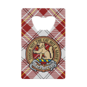 Clan MacPherson Crest over rode jurk Tartan Kredietkaart Flessenopener