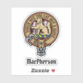 Clan MacPherson Crest sur la chasse Sticker Tartan (Feuille)