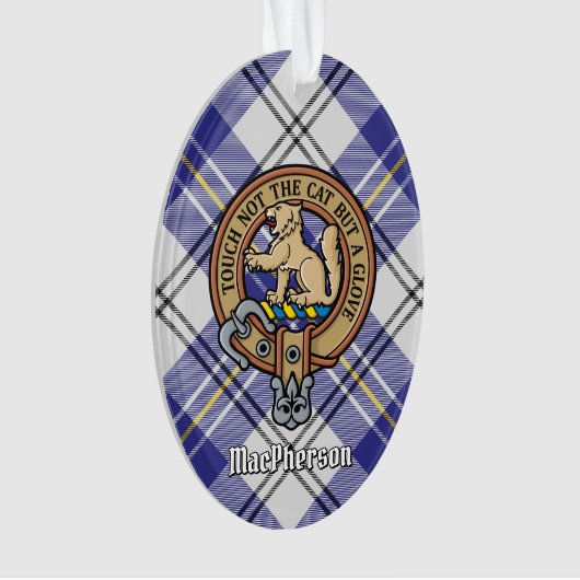 Clan MacPherson Crest sur la robe bleue Tartan (devant)