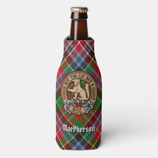 Clan MacPherson Crest sur Tartan Bottle Glacière (Bottle Devant)