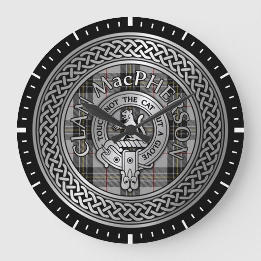 Clan MacPherson Crest & Tartan Knot Grote Klok (Voorkant)