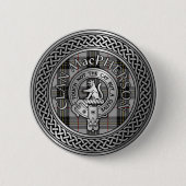 Clan MacPherson Crest & Tartan Knot Ronde Button 5,7 Cm (Voorkant)