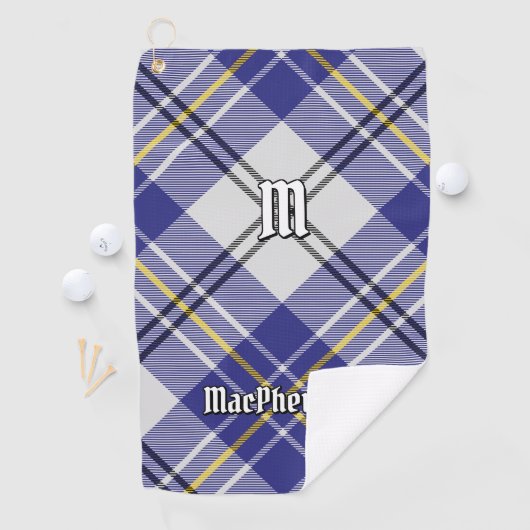 Clan MacPherson Robe Bleue Tartan Golf Serviette (En situation)