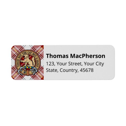 Clan MacPherson Robe rouge Tartan Étiquette (Devant)