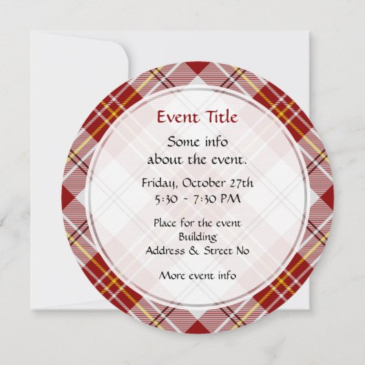 Clan MacPherson Robe Rouge Tartan Invitation (Dos)