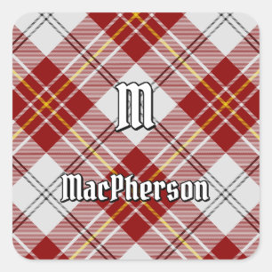Clan MacPherson Rode Jurk Tartan Vierkante Sticker