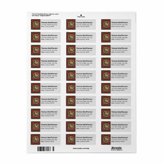 Clan MacPherson Tartan Étiquette (Feuille entière)