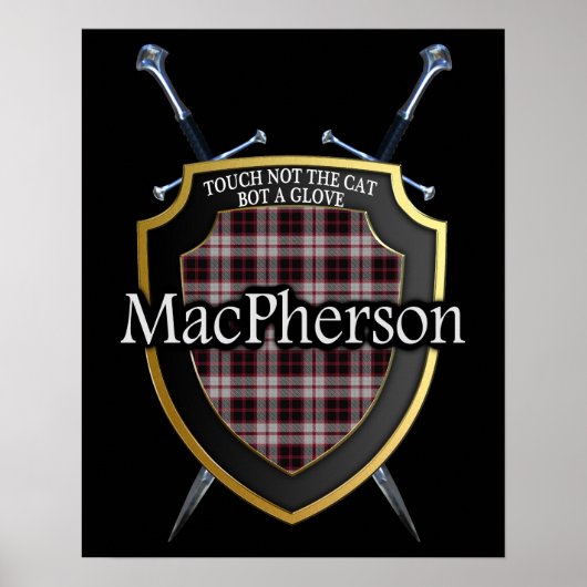Clan MacPherson Tartan Scottish Shield & Swords Poster (Voorkant)
