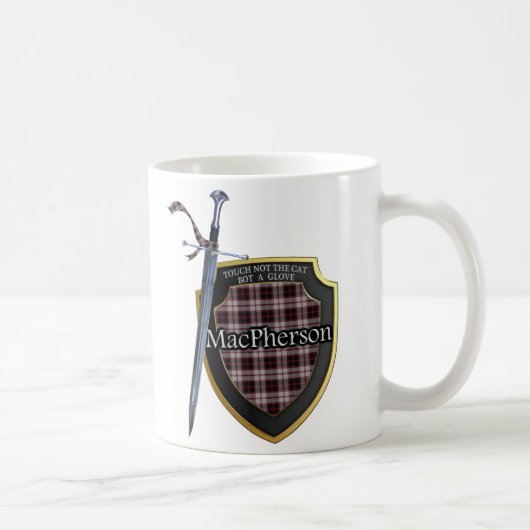 Clan MacPherson Tartan Sword & Shield Cup Mok (Rechts)