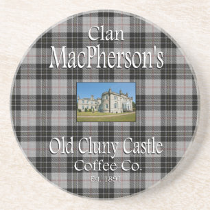 Clan MacPherson's Oude Cluny Castle Koffie Co. Zandsteen Onderzetter