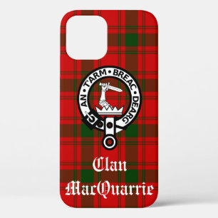 Clan MacQuarrie Tartan en Crest iPhone 12 Hoesje