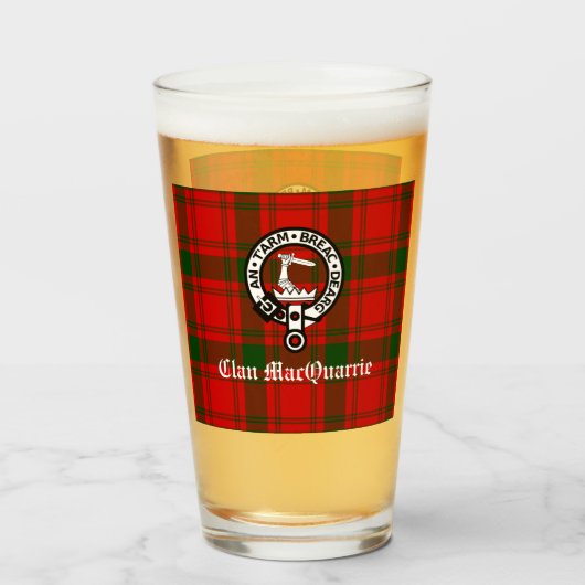 Clan MacQuarrie Tartan en Crest Glas (Voorkant gevuld)