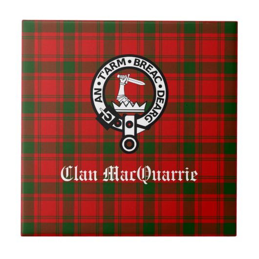 Clan MacQuarrie Tartan en Crest Tegeltje (Voorkant)