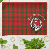 Clan MacQuarrie Tartan en Crest Theedoek (Gevouwen)