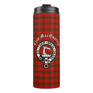 Clan MacQuarrie Tartan en Crest  Thermosbeker