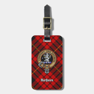 Clan MacQueen Crest boven Tartan Bagagelabel