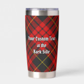 Clan MacQueen Crest boven Tartan Geïsoleerde Drinkbeker (Achterkant)