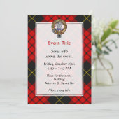 Clan MacQueen Crest boven Tartan Kaart (Staand voorkant)