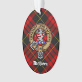 Clan MacQueen Crest boven Tartan Ornament (voorkant)