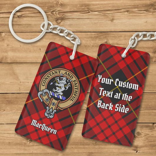 Clan MacQueen Crest boven Tartan Sleutelhanger