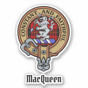 Clan MacQueen Crest boven Tartan Sticker